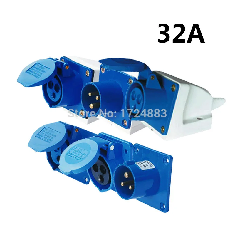 32A 3 pole connector Industrial male&female sockets SF-123/SF-323/SF-423/SF-523/SF-623/SF-123L waterproof IP44 220-240V~2P+E