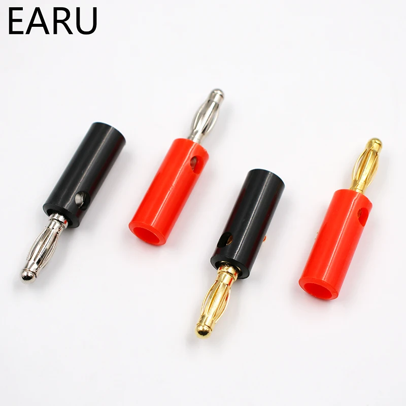 10pcsAudio Speaker Screw Banana Gold Plate Plugs Connectors 4mm IN STOCK FREE SHIPPING Black Red Facotry Online Wholesale Golden