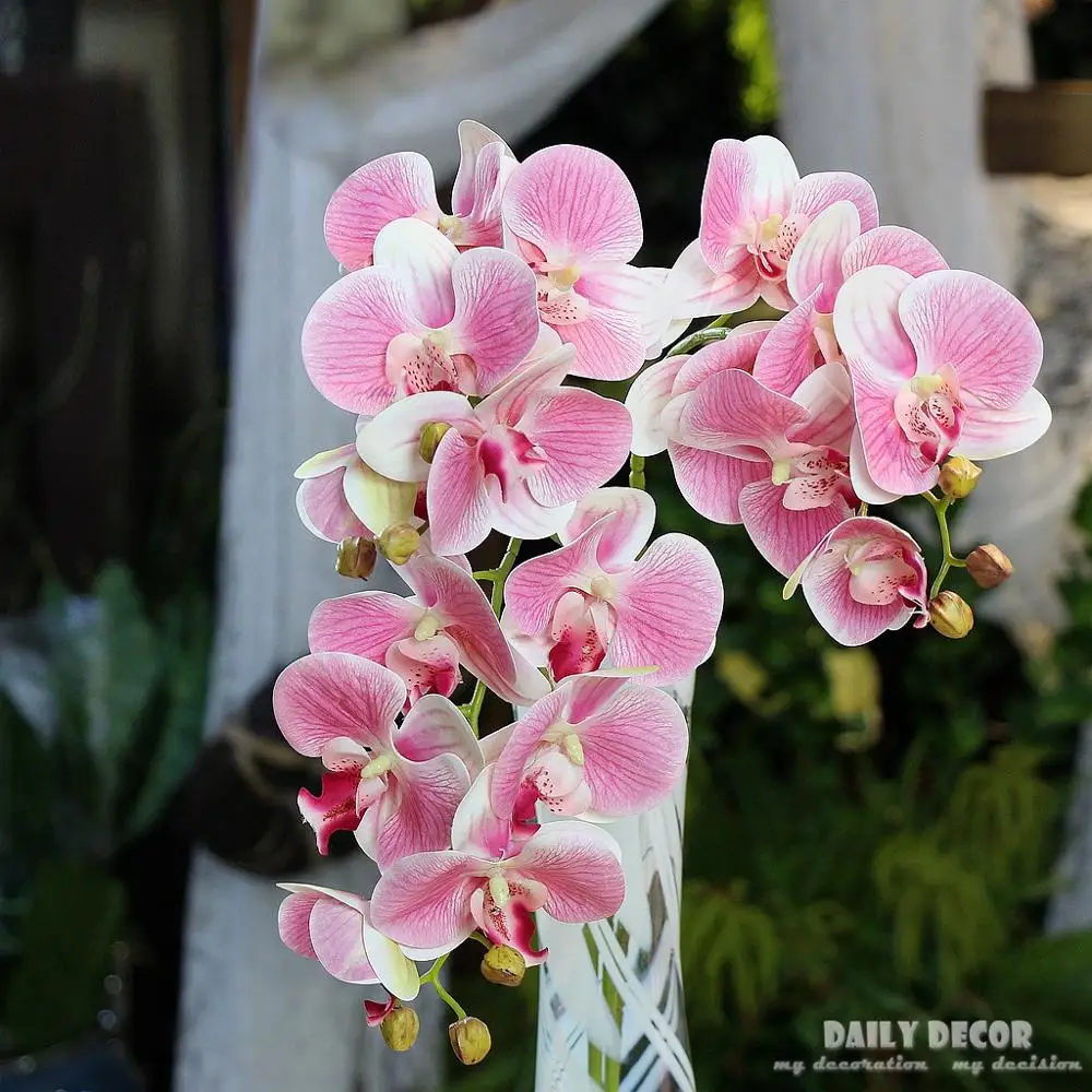 

30pcs/lot ! wholesale 3D Real touch 6 head artificial butterfly orchids wedding decorative Phalaenopsis EMS free shipping