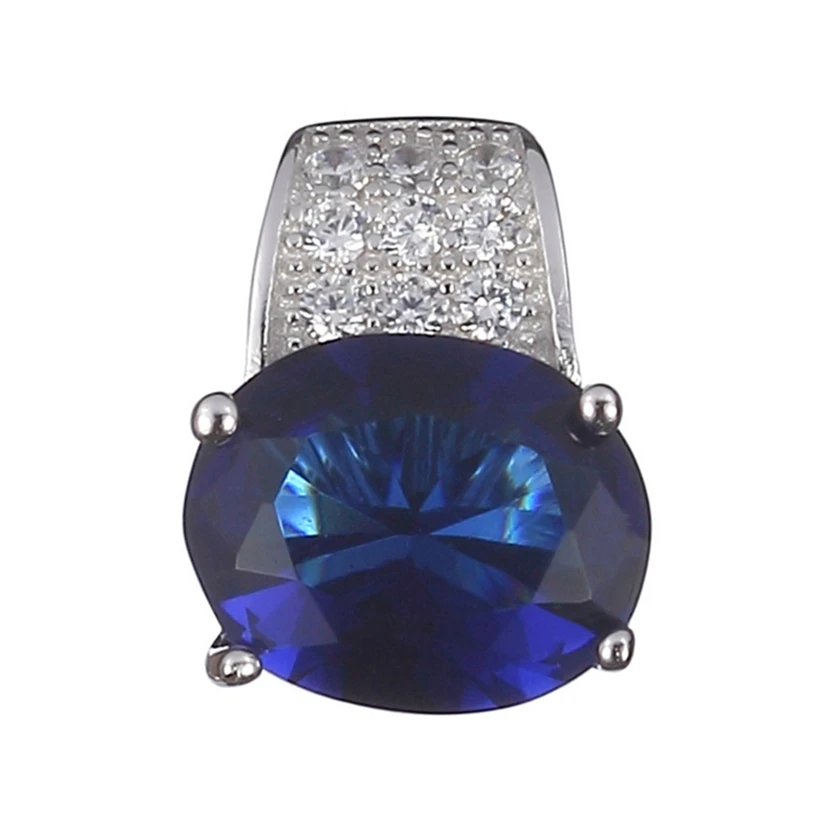 

Eulonvan Luxury Vintage Wedding 925 Sterling Silver Pendant Charms Christmas Women Jewelry Gifts Dark Blue Cubic Zirconia S-3704