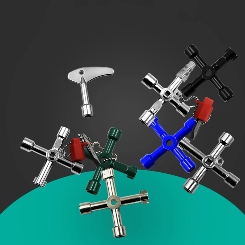 Llave triangular Universal multifunción, 4 vías, llave de fontanero, radiadores de purga de gabinete, Medidor eléctrico de Gas