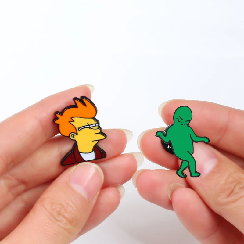 Cartoon Brooch Saucerman American Youth Philip J. Fry Badge TV Show Pin Brooches For Women Children Gift Enamel Pins Men Jewelry