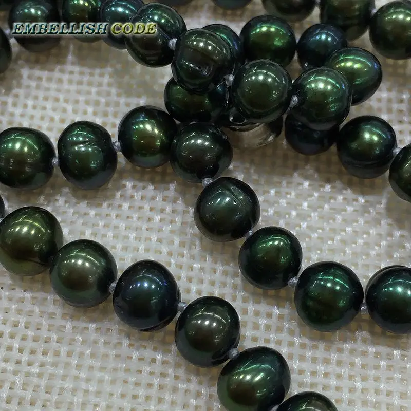 charming low price 7-8mm Promotions sale dark Malachite green real Cultured pearls necklace Classic stely choker for women
