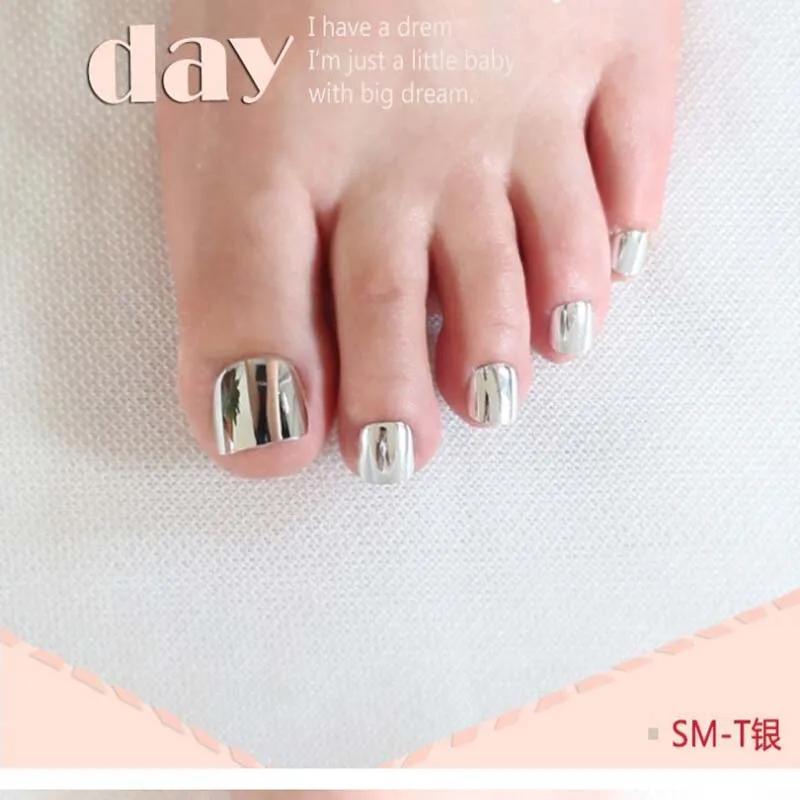 2024 Sexy fashion fake nails nail metal plate short dimension Pure Silver #N12