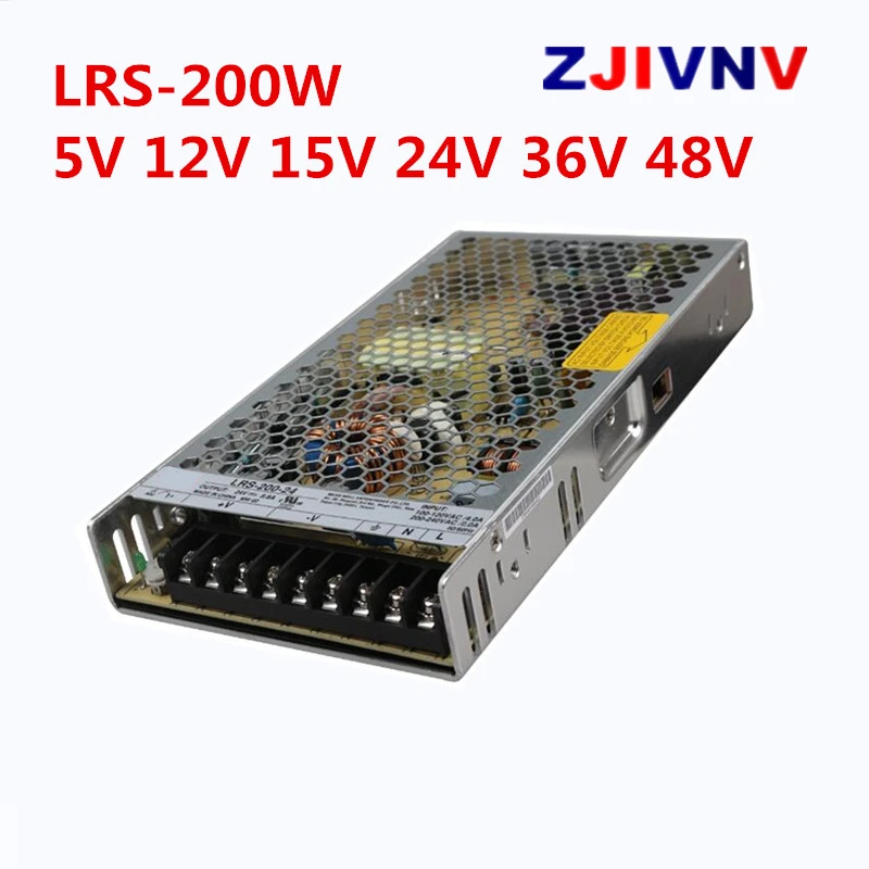 ZJIVNV LRS-200-12V 24V 5V 15V 36V  48V can replace meanwell LRS-200-15 200W Single Output Switching Power Supply 12V 17A ac/ dc