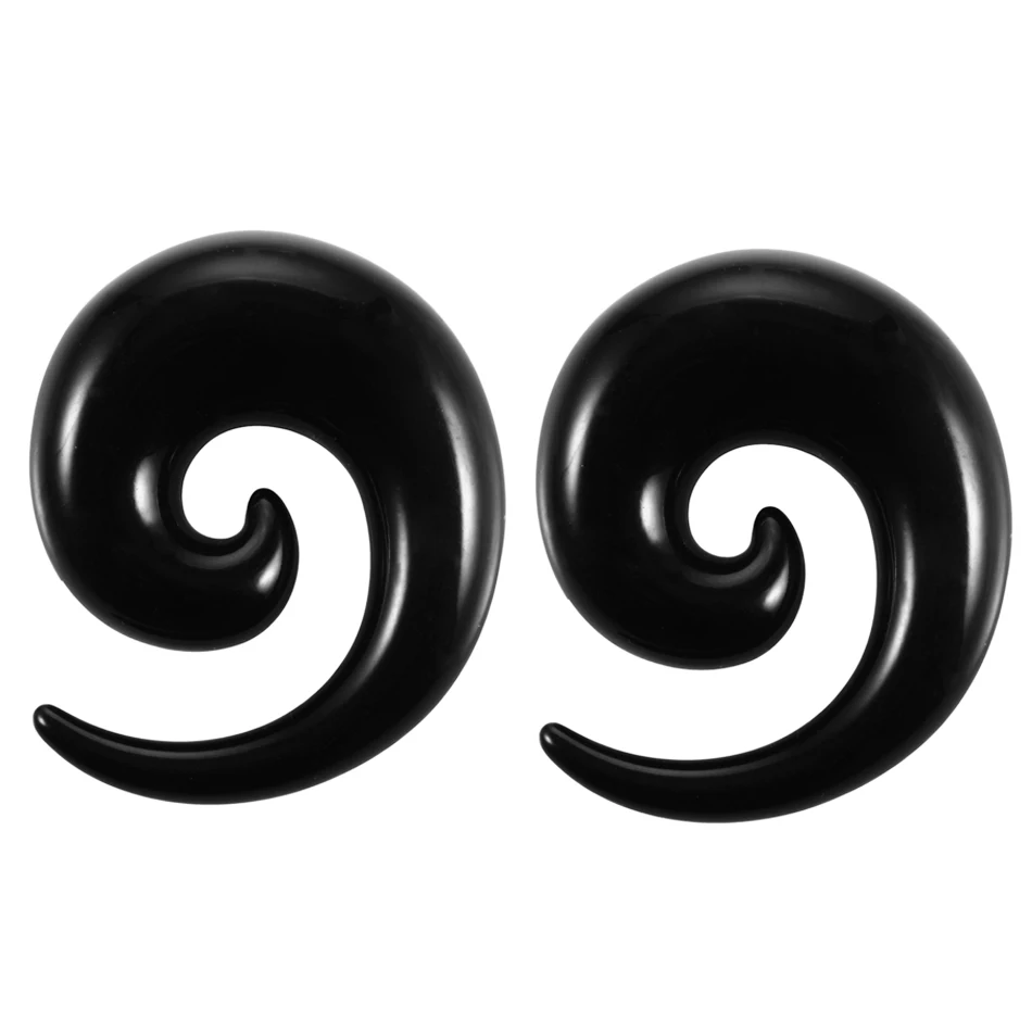 2pcs Black White Acrylic Spiral Ear Gauges Ear Tapers Stretching Plugs And Tunnel Expanders Body Piercing Jewelry(1.2-20mm)