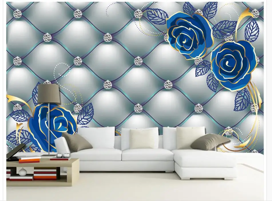 

Custom any size soft blue roses wallpapers for living room 3d customized wallpaper bathroom 3d wallpapers