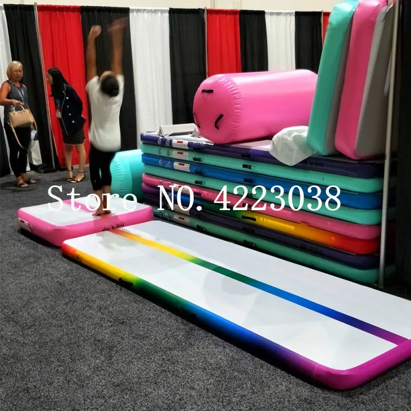 Spedizione gratuita 3*1*0.2m Rainbow Air Track, Tumbling Mat, ginnastica gonfiabile Airtrack Mat, Air Floor Mat con pompa ad aria elettrica