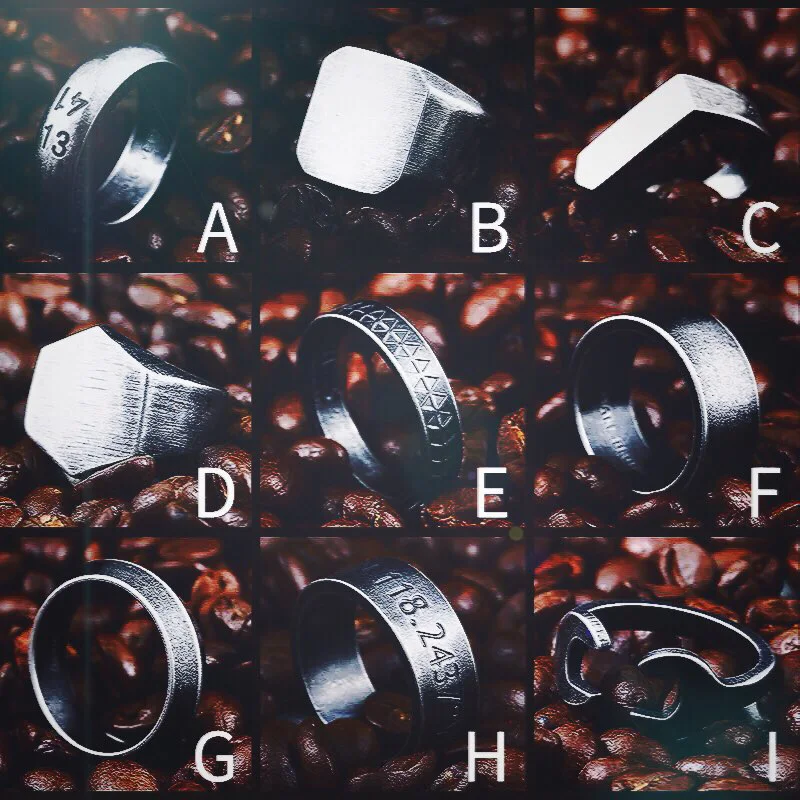 Beier 316L Stainless Steel high polish  kinds of geometric shapes  Antique silver colour fashion jewelry for men and women ring