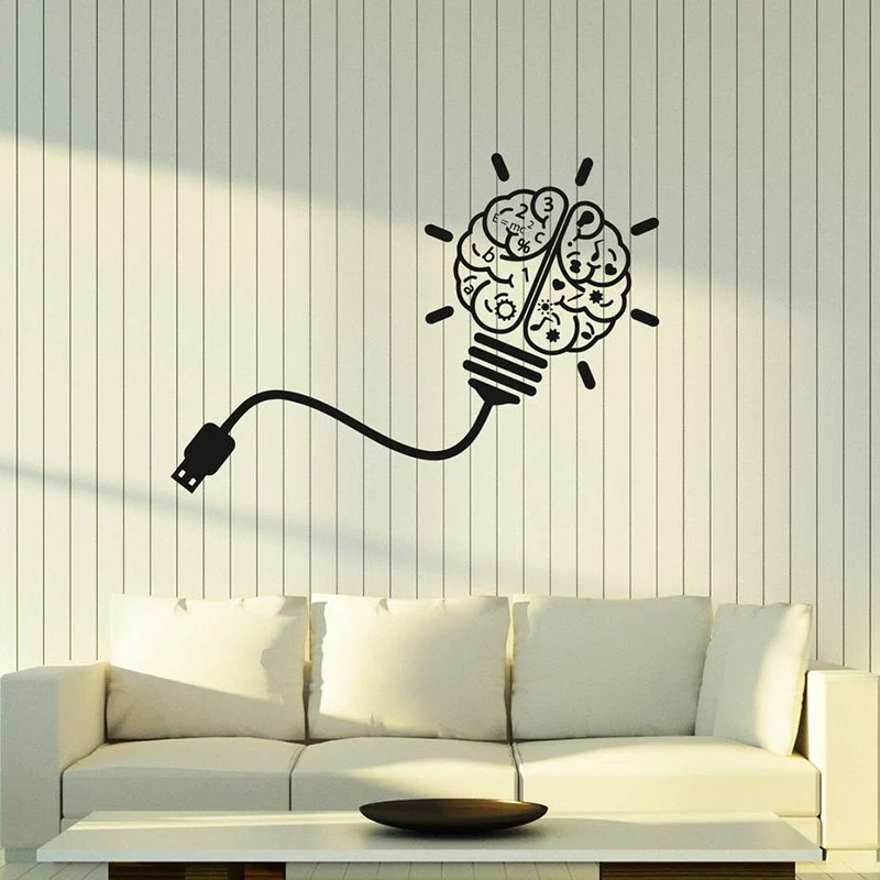 Vinyl Decal Wall Sticker USB Brain Study Art Science Removable Art Mural Decor  For Classroom Home Decoration Decor L989