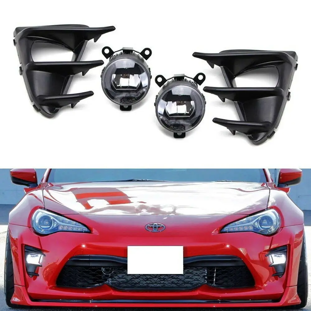 JanDeNing For LED Front Clear Lens Pair Bumper Fog Light Lamp+Wiring+Switch Kit For Toyota 86 2016-ON