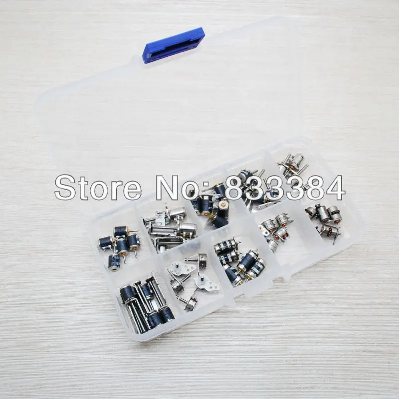 

50pcs DC Micro motor 4 Wire 2 Phase micro stepper motor 5 each of Ten Types with Plastic Tool Box
