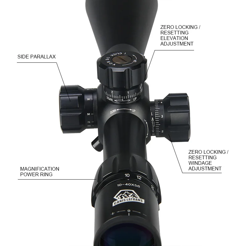 

Tactical 10-40X56SFF Rifle Scope With 20MM Scope Mount For Hunting Shooting OS1-0284