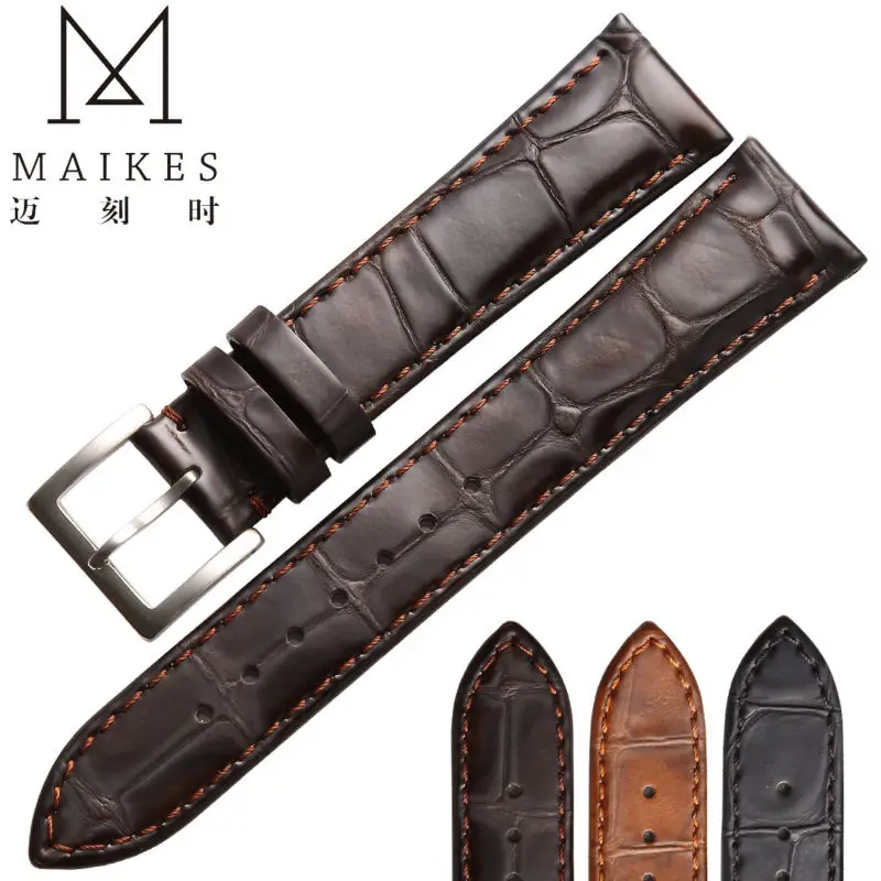 MAIKES-Correa de reloj de cuero genuino para hombre y mujer, correa de reloj marrón de alta calidad, 18mm, 20mm, 22mm, daniel wellington