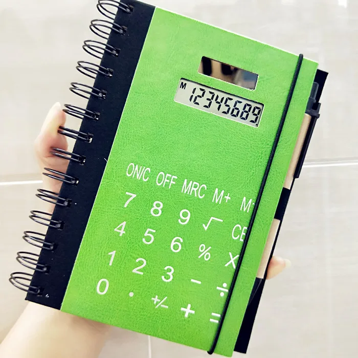 Retro Style Fashion Loose-leaf Spiral Note Book Multi-function Planner Solar Calculator Business Notebook Belt Pen