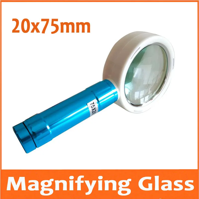 20X 75mm Lens Blue LED Illuminated Household Dedicated Handheld Office Reading Magnifier Magnifying Glass Loupe with 10pcs Lamps