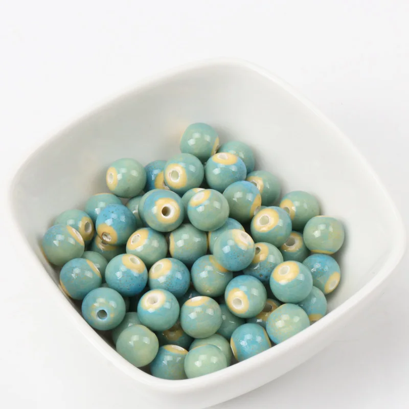 Green Porcelain Material Ceramic Round Beads Spacer Beads For Decoration Jewelry Handmade Accessories 9mm 20pcs