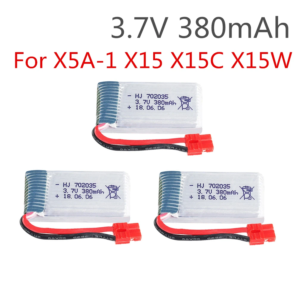 RCอะไหล่3PCS 3.7V 380Mahแบตเตอรี่LiPoสำหรับSYMA X5A-1 X15 X15C X15WรีโมทคอนโทรลQuadcopterเฮลิคอปเตอร์