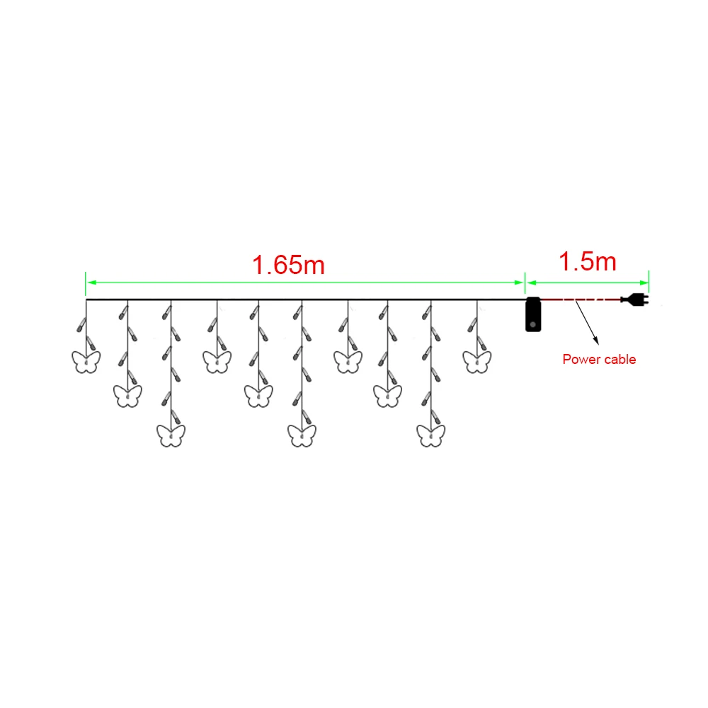 Tira de luces LED de mariposa para decoración del hogar, cortina impermeable de noche, lámparas de vacaciones, guirnalda de Navidad y Año Nuevo, iluminación para boda