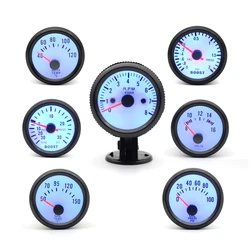 Boost/Water Temp/Oil Temp/Oil Press/Voltage/Tachometer RPM Gauge 2''52mm Analog led Black Case With Blue LED