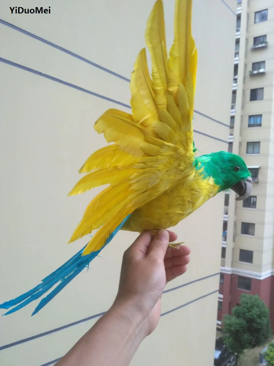 large 45x60cm yellow feathers spreading wings parrot foam&feathers artificial bird ,handicraft,home garden decoration gift a1024