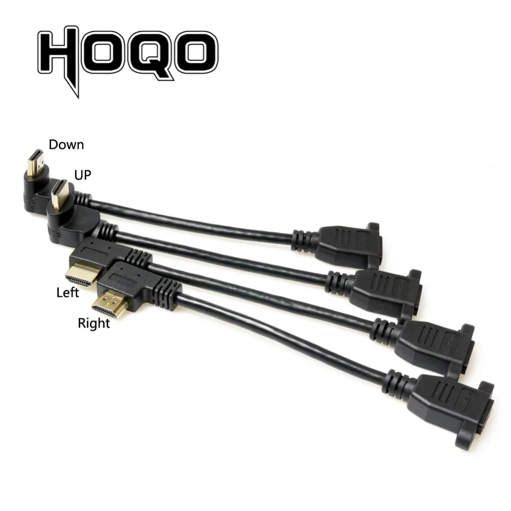 HDMI-Compatible 4K*2K Short UP Down Angle 90 Degree HDMI Male to Female Extension Cable HDMI panel mount with screw hole
