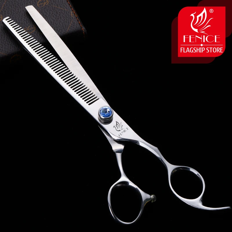 Fenice-Professional Grooming Scissors, Thinning Cutting Shears, Japan 440C Stainless Steel, Blue Screw, 7.5 inch,for Dog Grommer