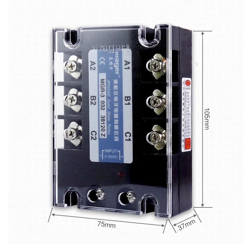 

Free shipping 1pc High quality 200A Mager SSR MGR-3 032 38200Z DC-AC Three phase solid state relay DC control AC 200A 380V