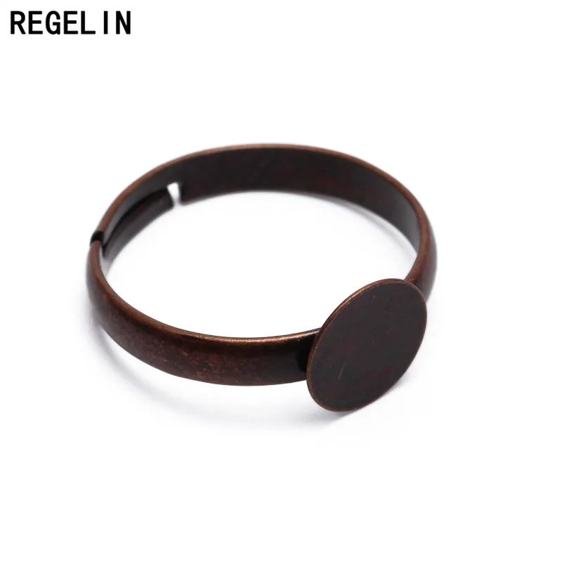 REGELIN Adjustable Ring Settings 6/8/10mm Round Blank Base Trays Bezel for Cabochon Cameo DIY Ring Jewelry Making 20pcs/lot
