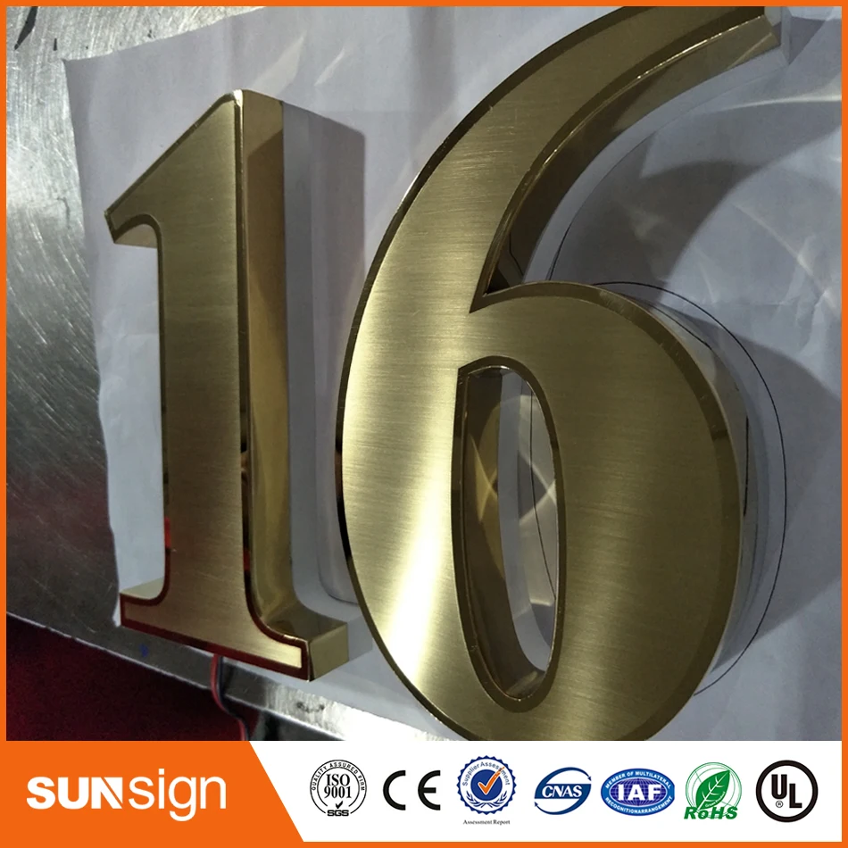 H 35cm High Bright Waterproof 304# Stainless Steel Led 3D Backlit Sign Logo