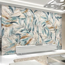 Niestandardowe fototapety nowoczesne Retro ręcznie malowane liść ściana tła malowanie tv do salonu Sofa mural dekoracja wnętrz tapeta 3 D
