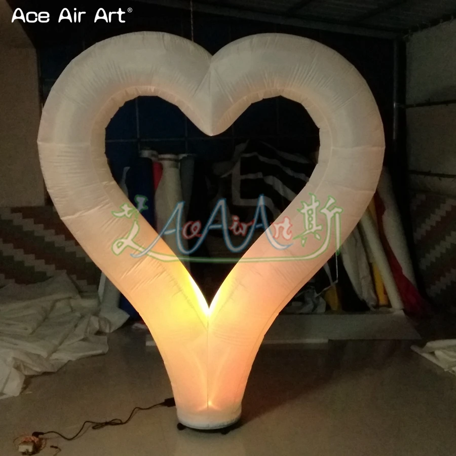 Modèle de coeur plonger oyant LED diversifié, coeur gonflable Dream ica avec ventilateur de base pour la Saint-Valentin, décoration de sol de fête de mariage