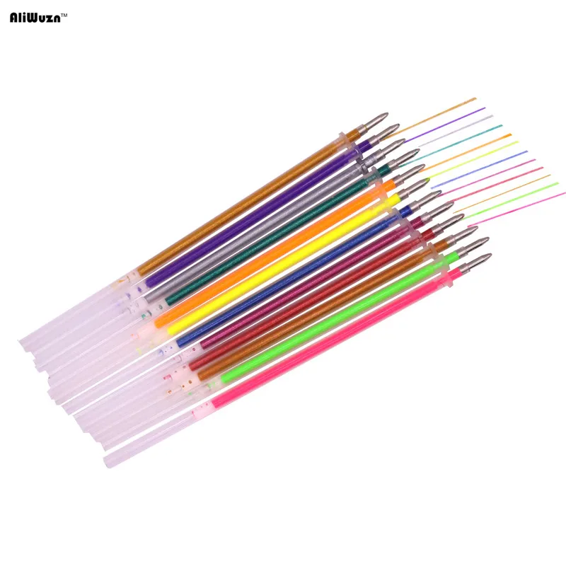 20 Pcs Flash Color Gel Pen Fluorescent Refill 1.0mm Pen Tip 129mm Length Bullet Style Writing Smoothly Student Stationery Shop