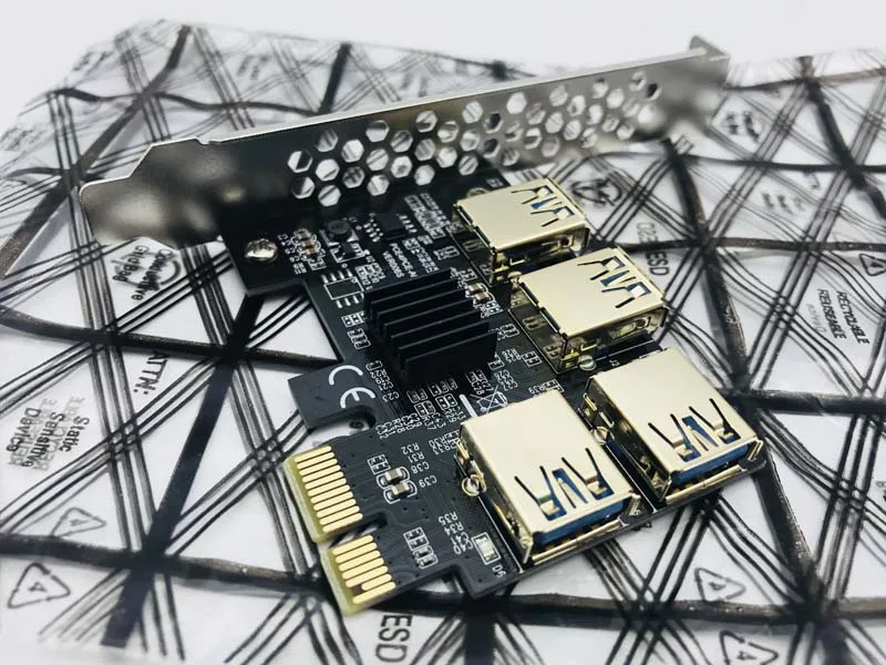 Imagem -06 - Cartão Ouro Pci-e Express 1x para 16x Riser Adaptador Usb 3.0 Pcie para Espaços Porta Multimídia para Mineração de Bitcoin Btc