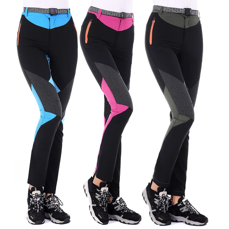 NUONEKO Neue Elastische Quick Dry Wandern Hosen Frauen Dünne Patchwork Sport Im Freien Klettern Trekking Wasserdicht Sommer Hosen PN05