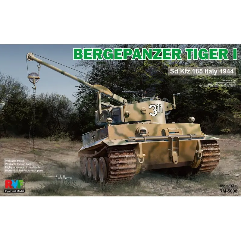 RYEFIELD MODEL RFM RM-5008 1/35 Bergepanzer Tiger I Sd.Kfz.185 Italy 1944 - Scale Model Kit