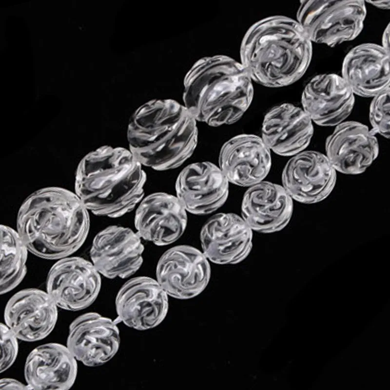 

Natural White Clear Quartz Beads 15'' Flower Rose Shape DIY Loose Crystal Beads For Jewelry Making Beads Bracelet Necklace Gift