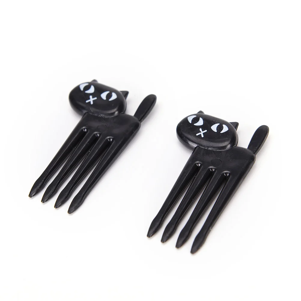 6pcs/set Black Cat Fruit Forks Snack Dessert Forks Food Picks Bento Accessories Kitchen Utensils