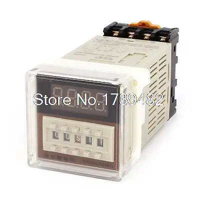 DH48S-2Z AC/DC 12V 8 Pins LCD Digital Timer Delay Relay 0.01S-99H99M w Base