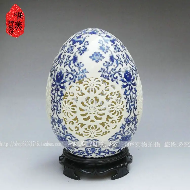 Ceramics cutout flower vase blue and white porcelain vase ivory porcelain vase egg