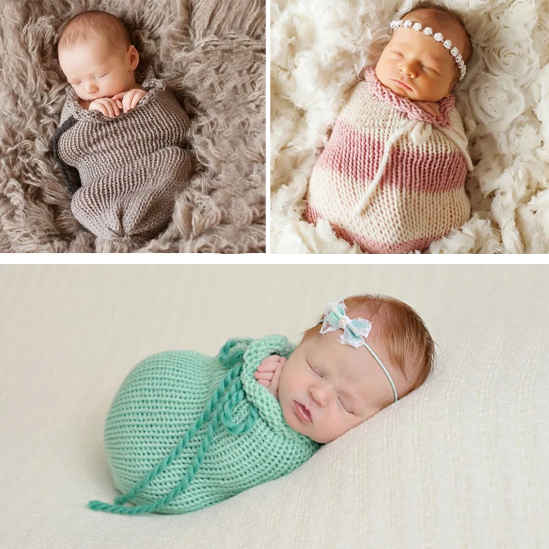 

Baby Photography Props Newborn Photography Wraps Handmade Crochet Knitted Sleeping Bag Wool Knitted Bebe Photo Props Accessories