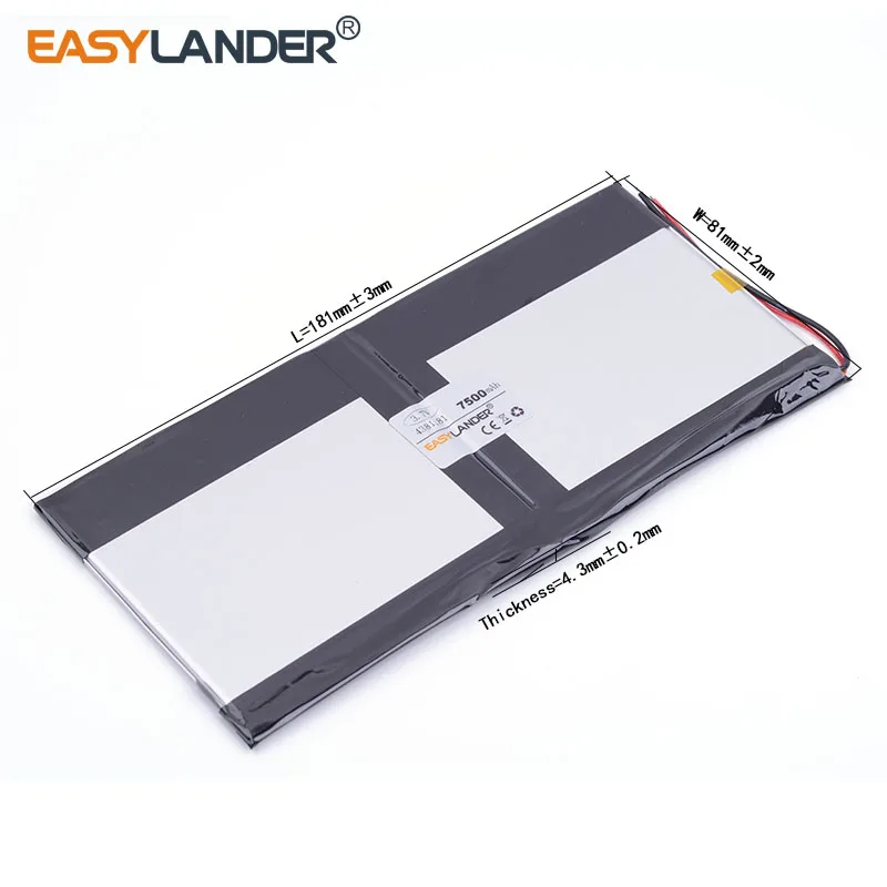 3 stücke/Lot 3,7 V 7500mAH SD 4318181 ( polymer lithium-ion/Li-Ion batterie) für tablet pc PIPO M9 pro 3g / max M9 quad core