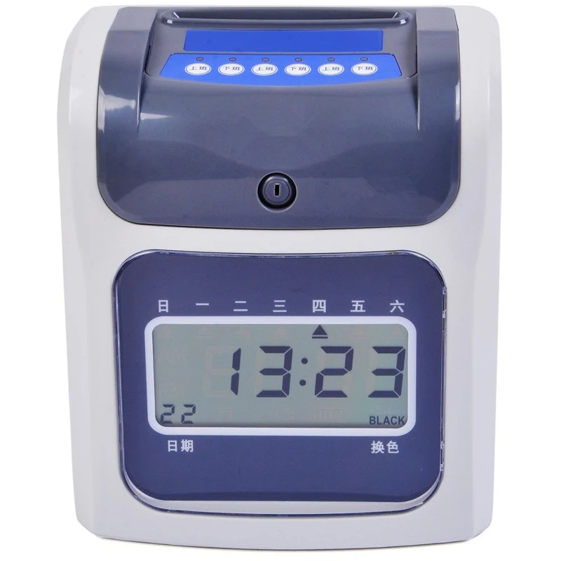 LCD attendance machine punch clock two-color printing clock face attendance English version of British plugs Backup battery