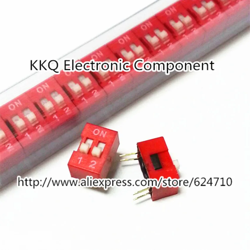 100PCS/LOT Direct dial code switch DIP switch Red Blue DS-02P DS-02 2Bit 2 Position Coding DS pitch Side Pin=2.54mm