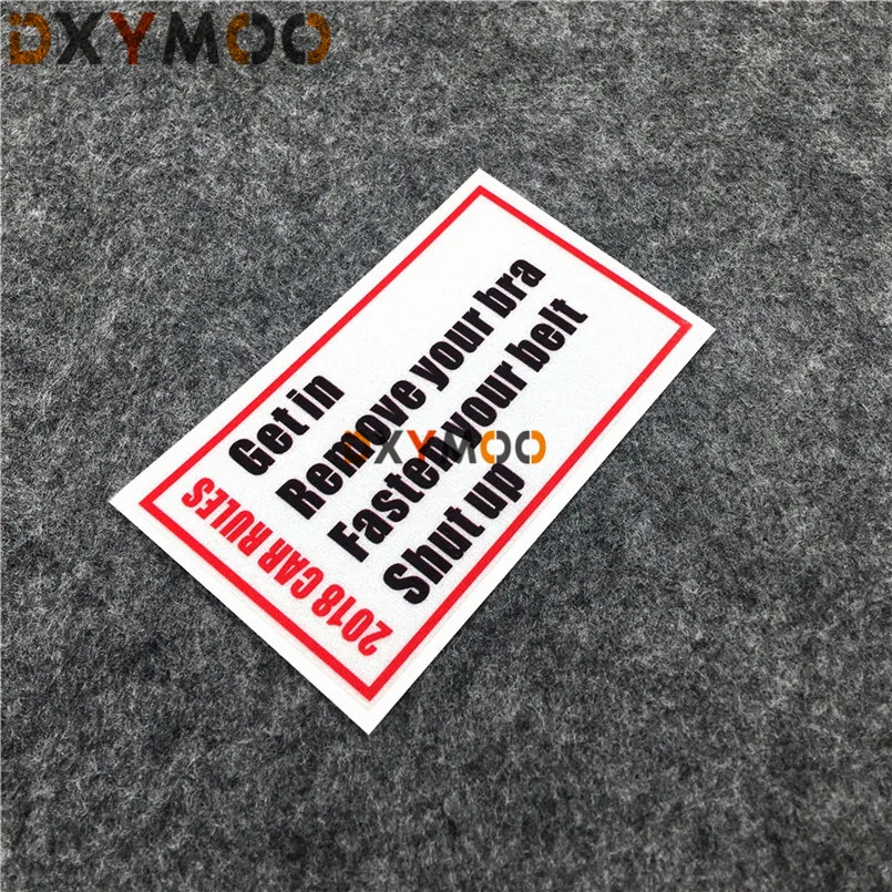 2PCS funny letters rules Car Stickers Get In Remove Your Weapon Shut Up Motorbike Stickers 8.5x4cm