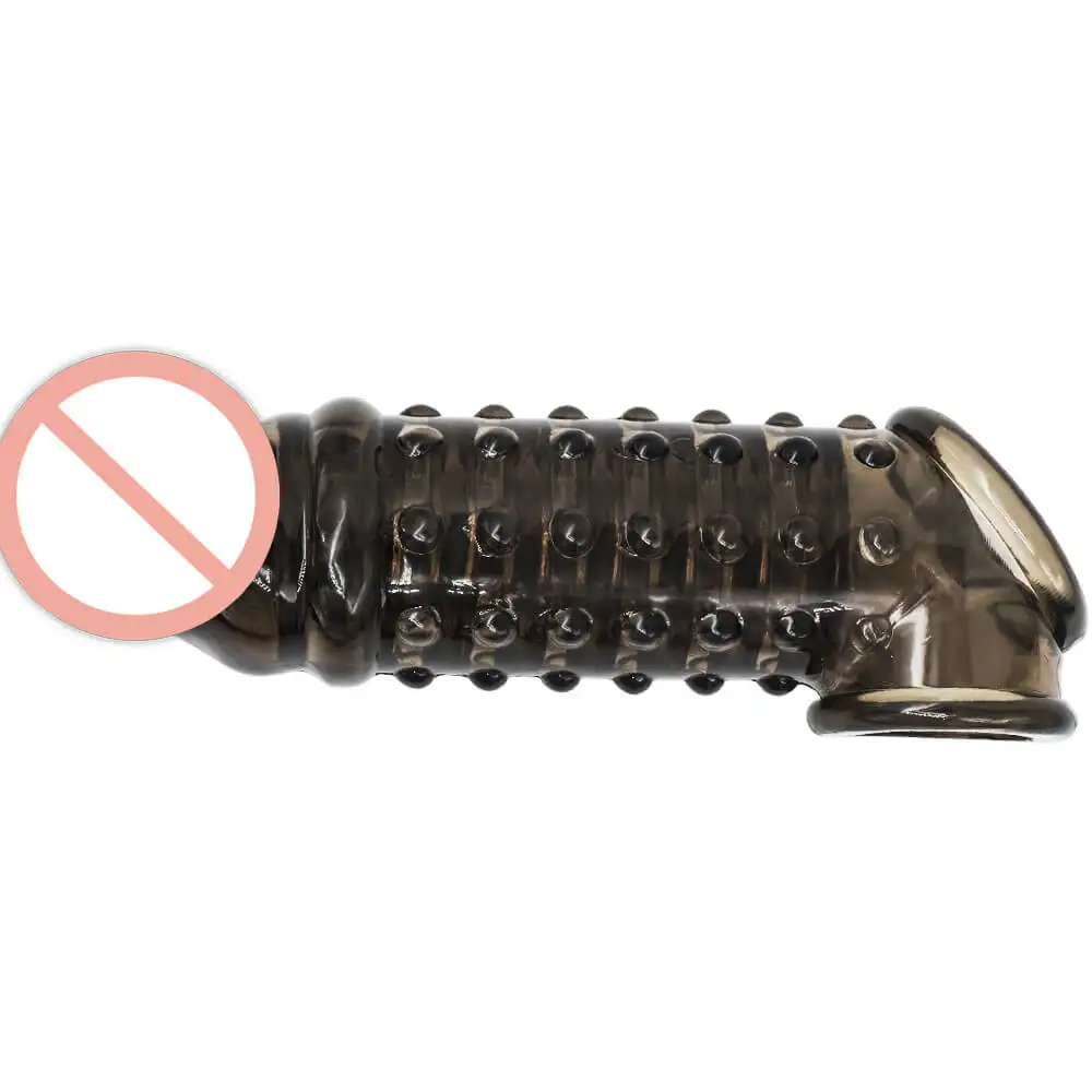 Reusable Condoms With Spikes 17cm Cock Sleeve For Penis Extension Adult Sex Toys Men Enlarger Condom Extender Dick Enlargement