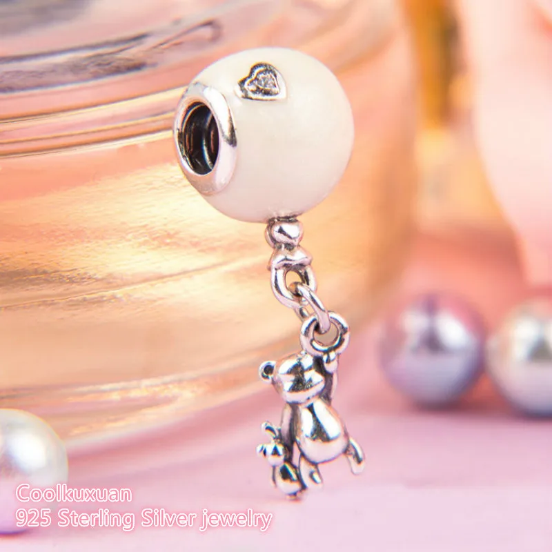 

Mother's Day Authentic 100% 925 Sterling Silver Teddy & Balloon Dangle Charm Beads Fit Pandora Charms Bracelet Diy jewelry