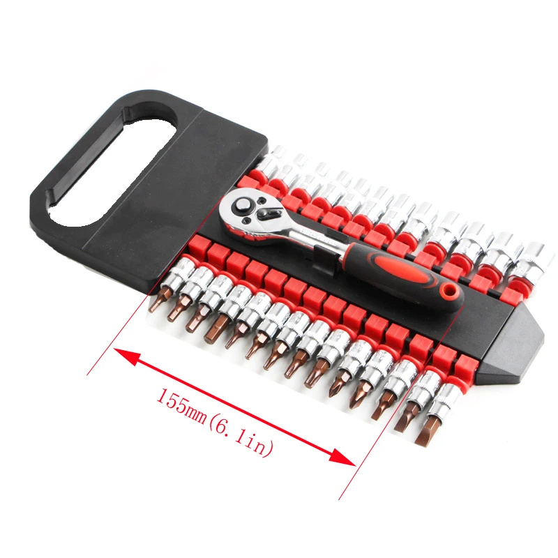 27pcs Automobile Motorcycle Car Repair Tool Box Precision Ratchet Wrench Set Sleeve Universal Joint Hardware Tool For Car