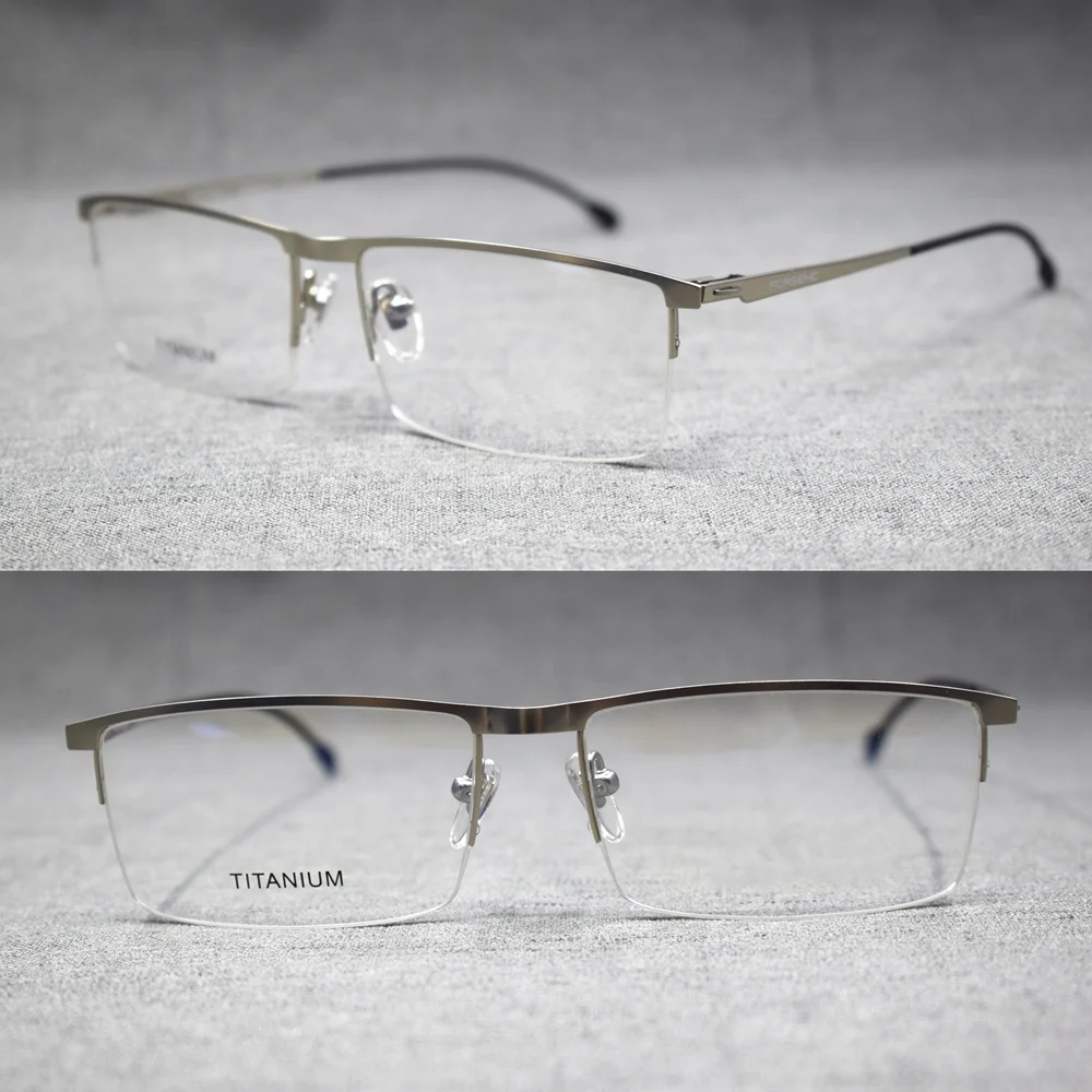 Men Spring Hinges Titanium Alloy Eyeglass Frames Half Rimless Glasses Rx able Spectacles  Prescription Glasses