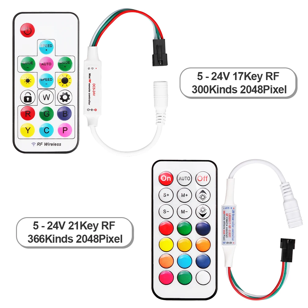 5-24V Mini 3 Key Rf 17 Key 21 Key Led Pixel Strip Licht Controller Usb 17 Sleutel SP110E Bluetooth App Controller Voor WS2811 WS2812B